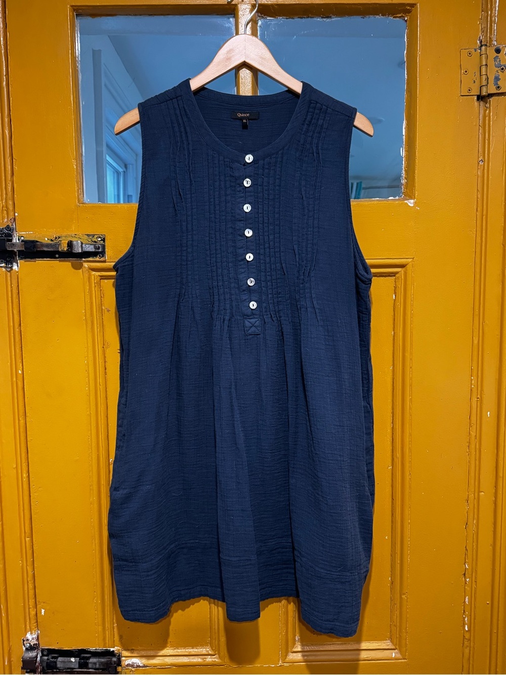 Quince Navy Sleeveless Button-Front Tunic
